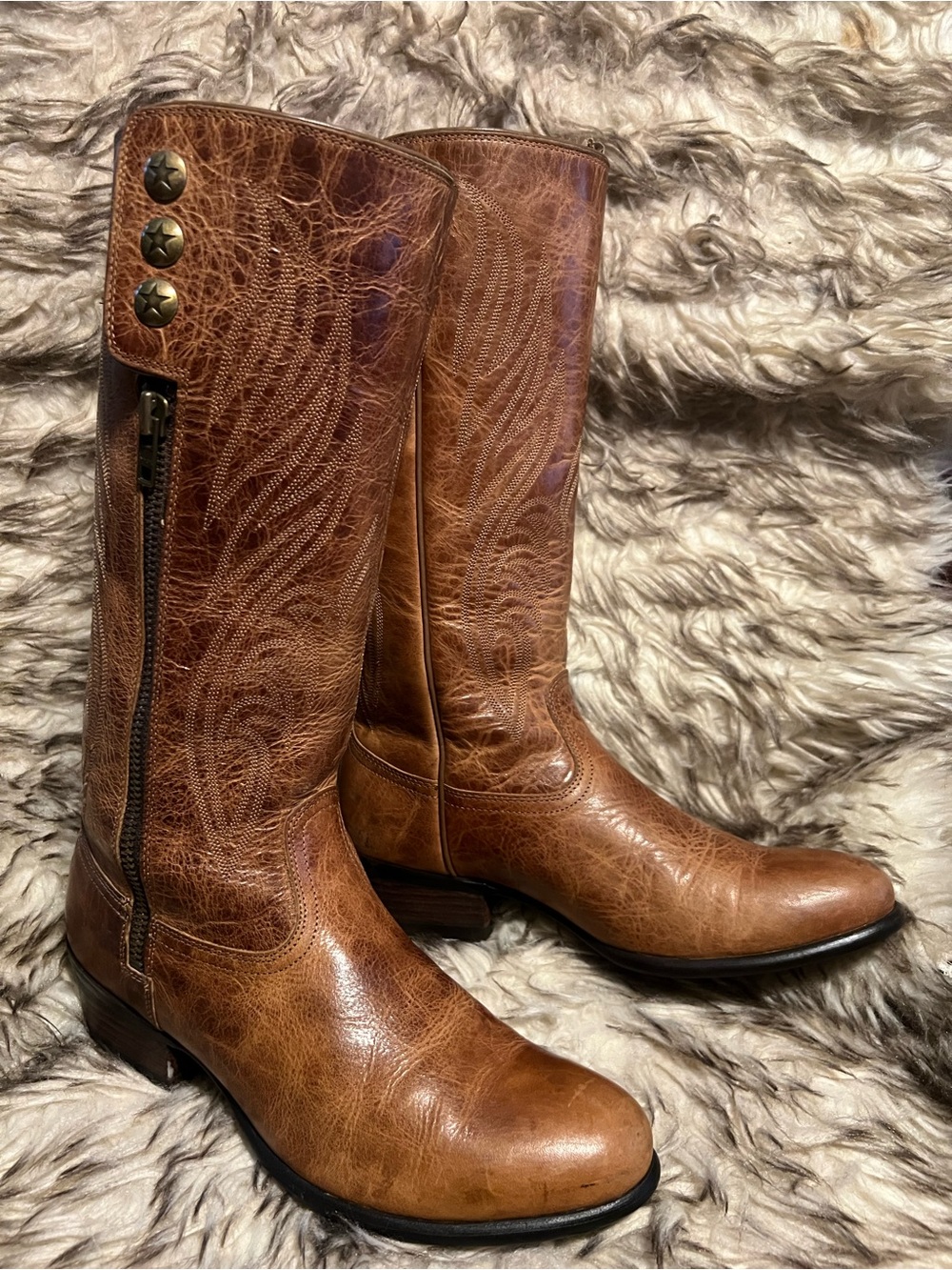 Ariat Women's Tan Brown Over-the-Knee Leather Boots with Side Zip Sz 8 B - Picture 6 of 16